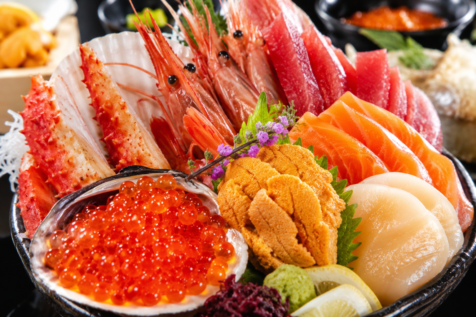 北海道の豪華な海鮮丼。地方勤務のご褒美グルメ。